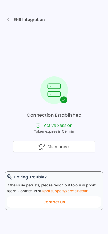 EHR successfully connected